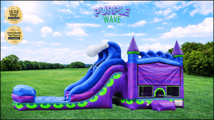 Purple wave bounce house w/ slide