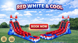 13 1770249624 1 18FT Red, White, and Cool Single Lane Slide